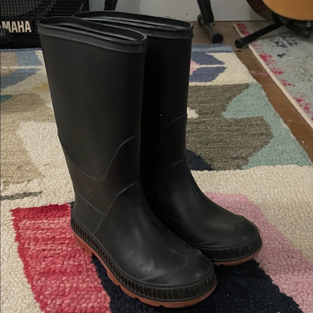 Black Rubber Rain Boots-kids